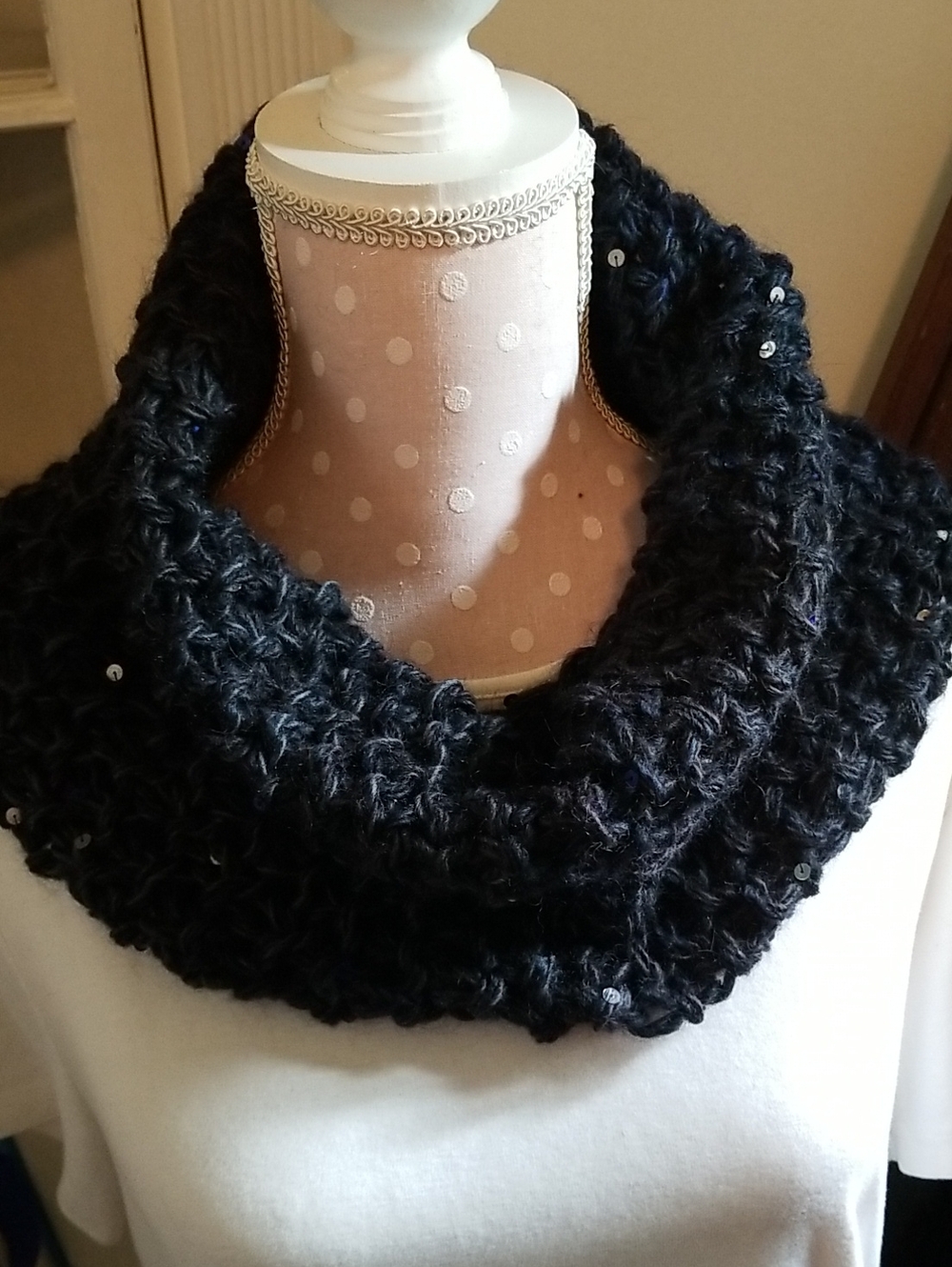 Hand knit Infinity Scarf - Picture 3 of 5